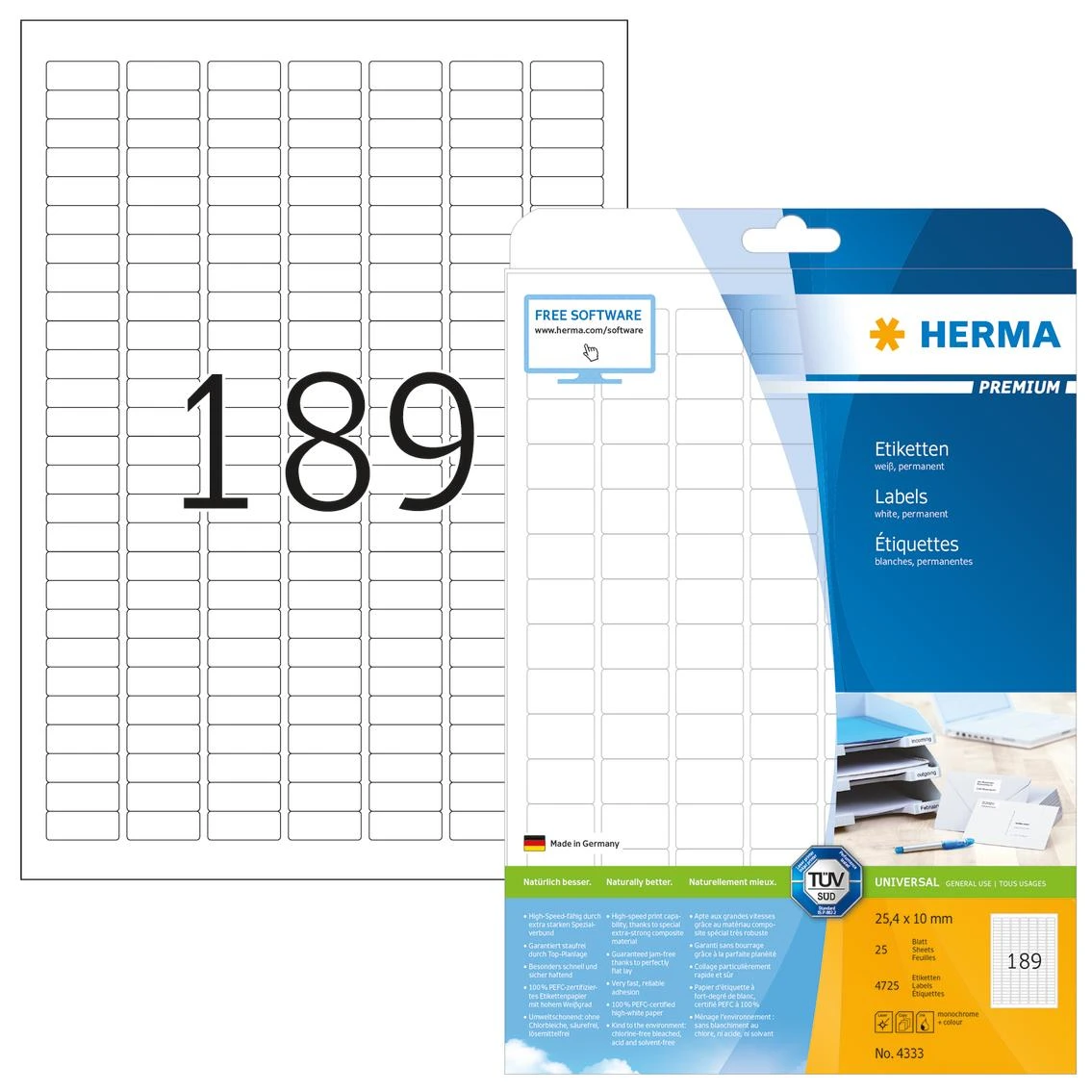 HERMA 4333 etiketė spausdinimui Balta Lipni spausdintuvo etiketė
