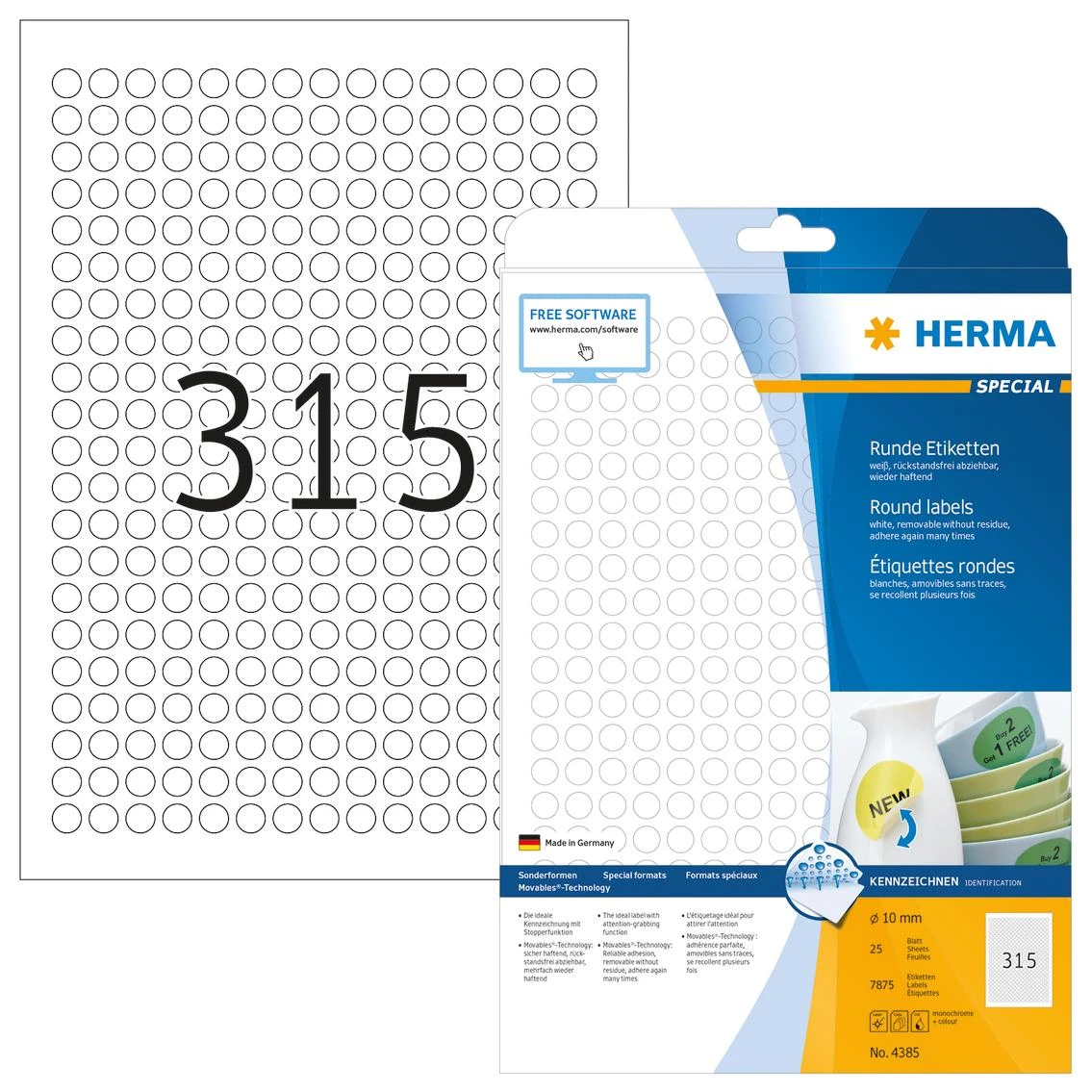HERMA 4385 etiketė spausdinimui Balta Lipni spausdintuvo etiketė