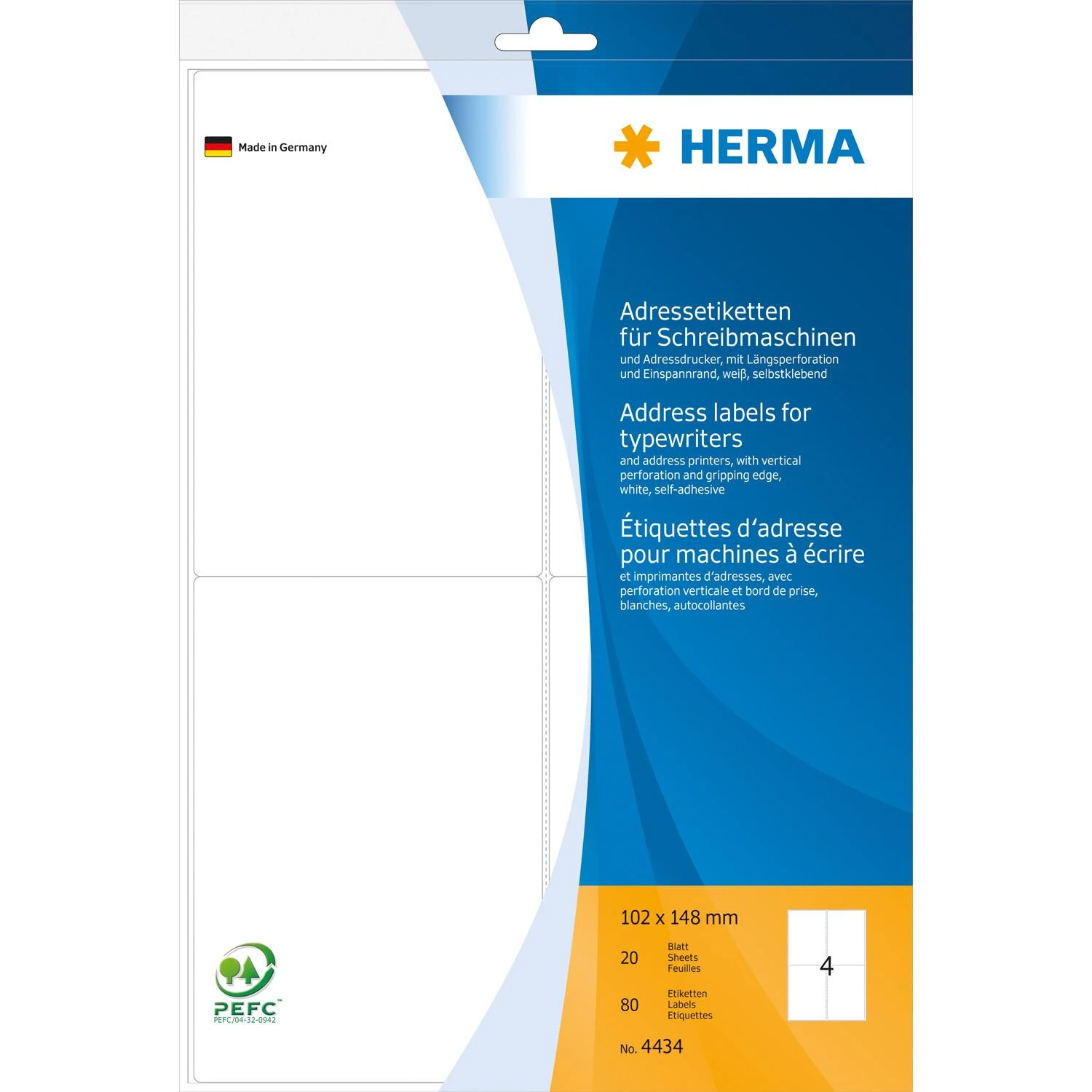 HERMA 4434 ženklinimo etiketė Balta