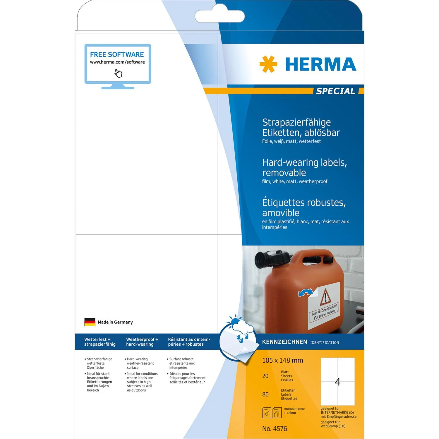 HERMA 4576 lipni etiketė Balta Keičiama 80 vnt