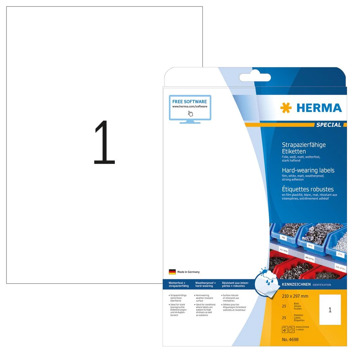 HERMA 4698 etiketė spausdinimui Balta Lipni spausdintuvo etiketė