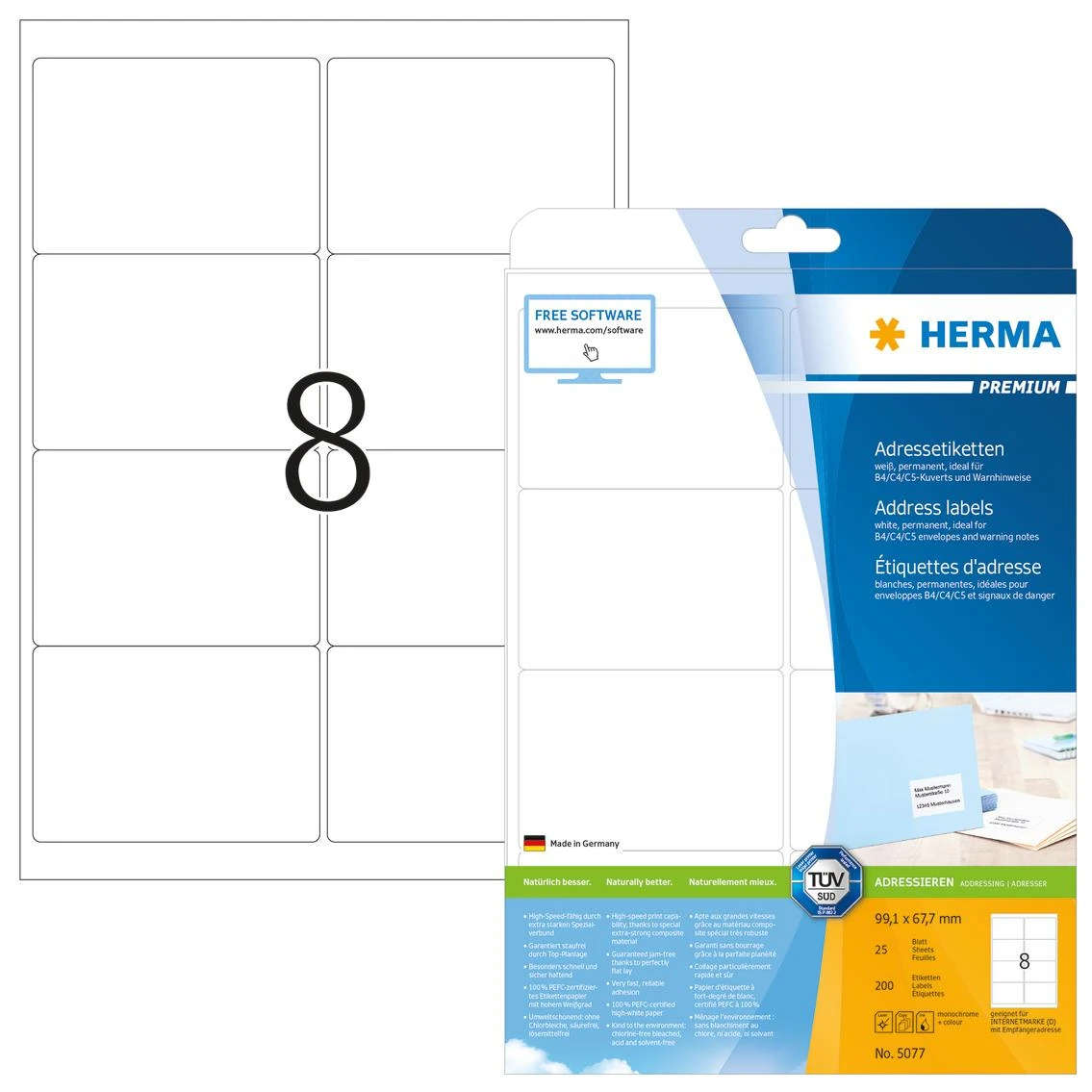 HERMA 5077 ženklinimo etiketė Balta