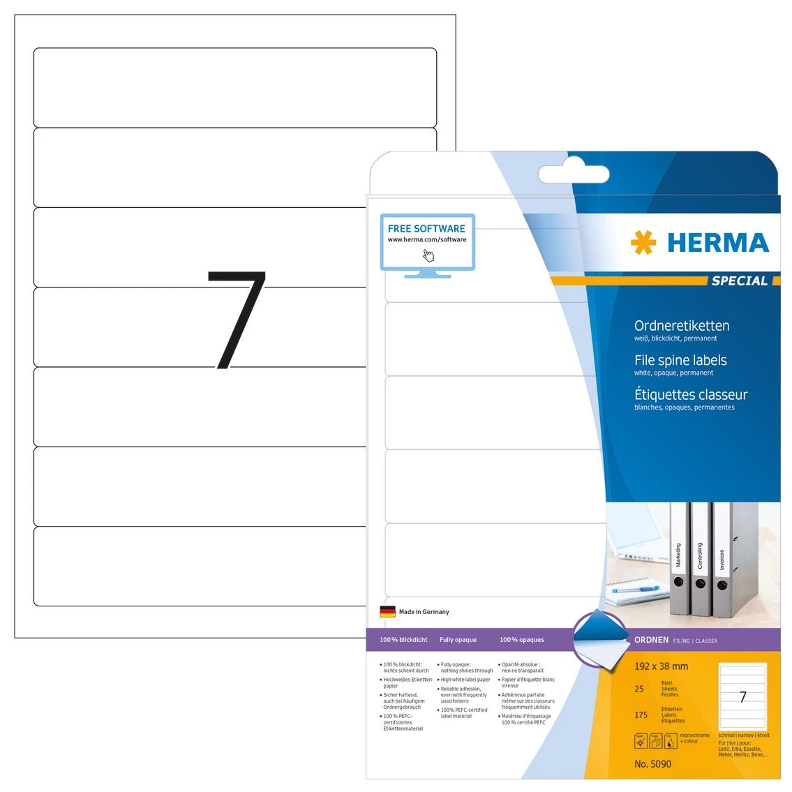 HERMA 5090 etiketė spausdinimui Balta Lipni spausdintuvo etiketė