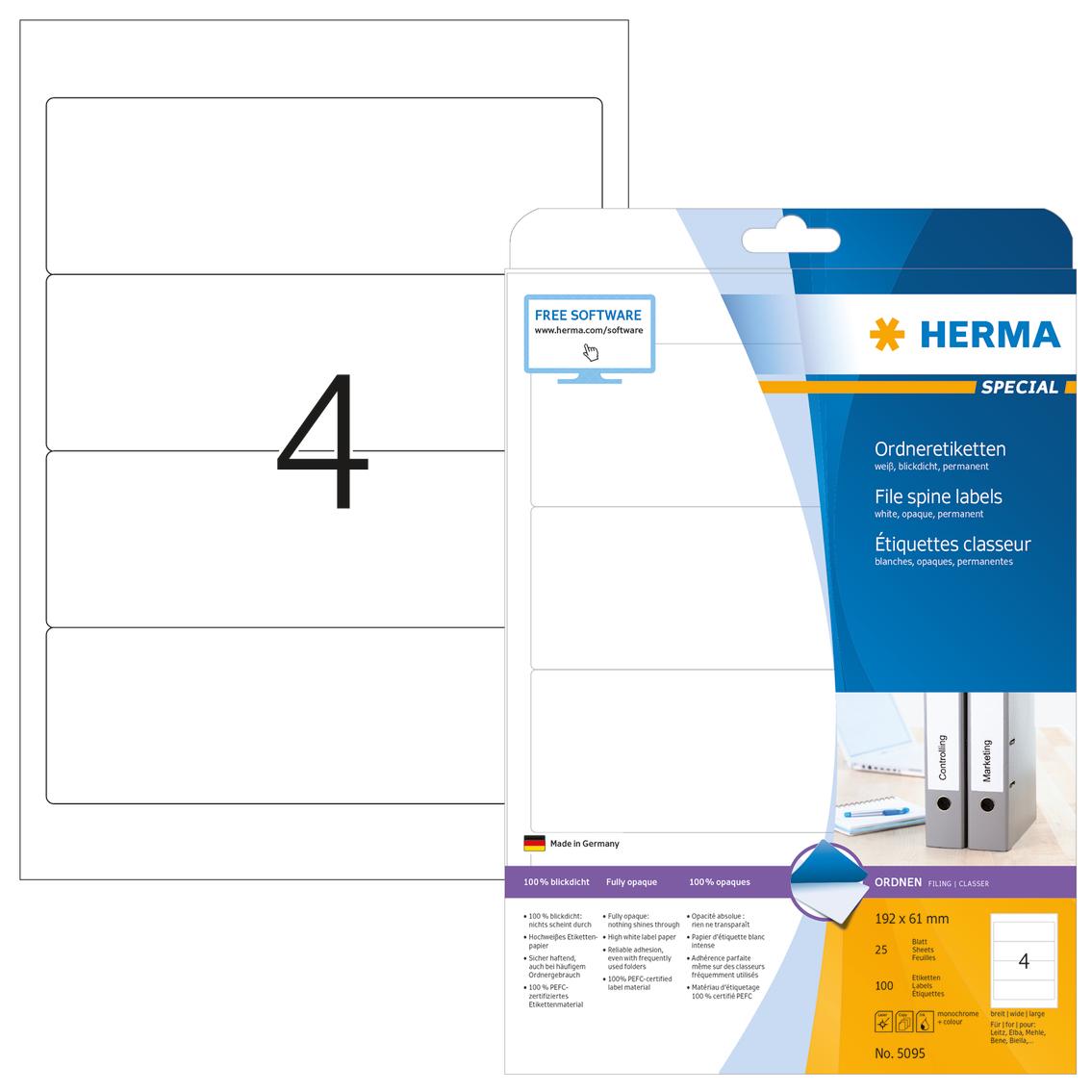 HERMA 5095 etiketė spausdinimui Balta Lipni spausdintuvo etiketė
