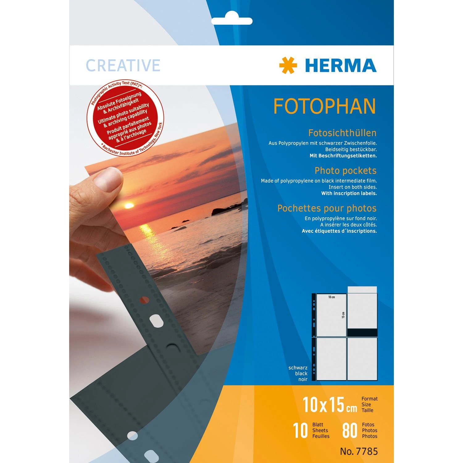 Nuotraukų rėmelis HERMA 7785 įmautė dokumentams 100 x 150 mm Polipropilenas (PP) 10 vnt