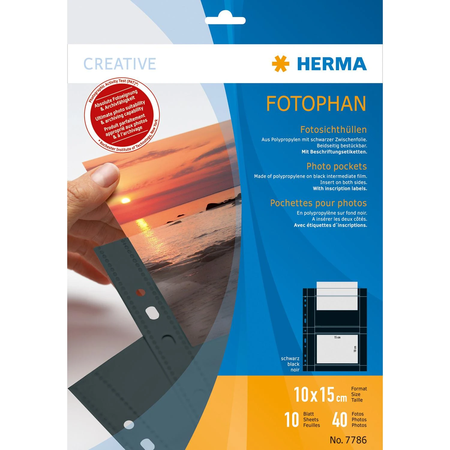 Nuotraukų rėmelis HERMA 7786 įmautė dokumentams 100 x 150 mm Polipropilenas (PP) 10 vnt
