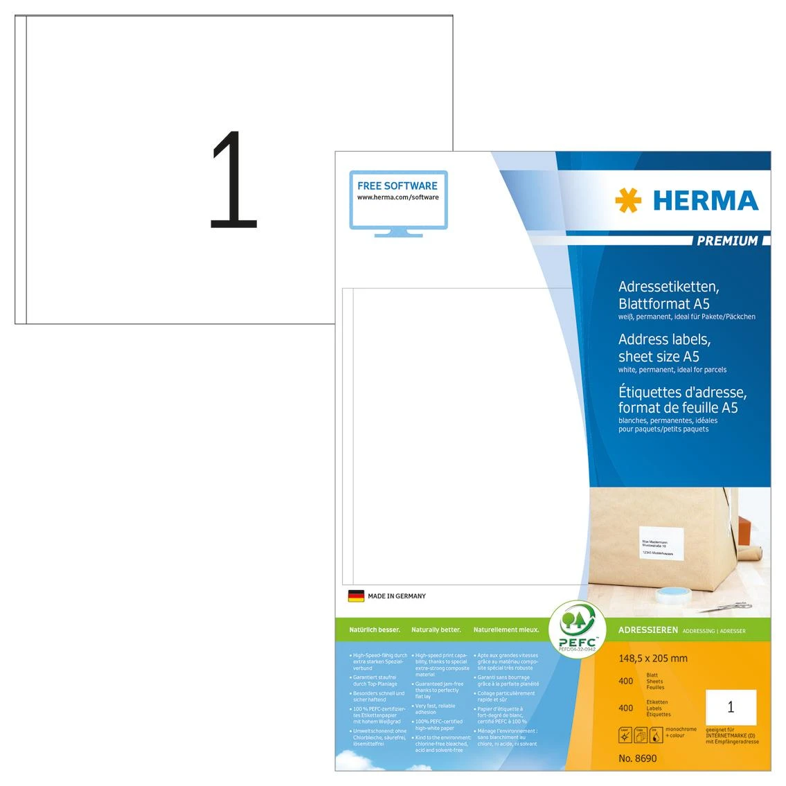 HERMA 8690 ženklinimo etiketė Balta