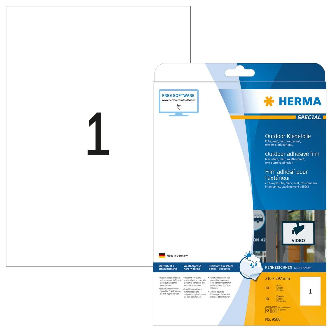 HERMA 9500 etiketė spausdinimui Balta Lipni spausdintuvo etiketė