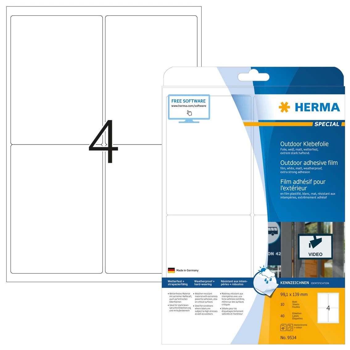 HERMA 9534 etiketė spausdinimui Balta Lipni spausdintuvo etiketė