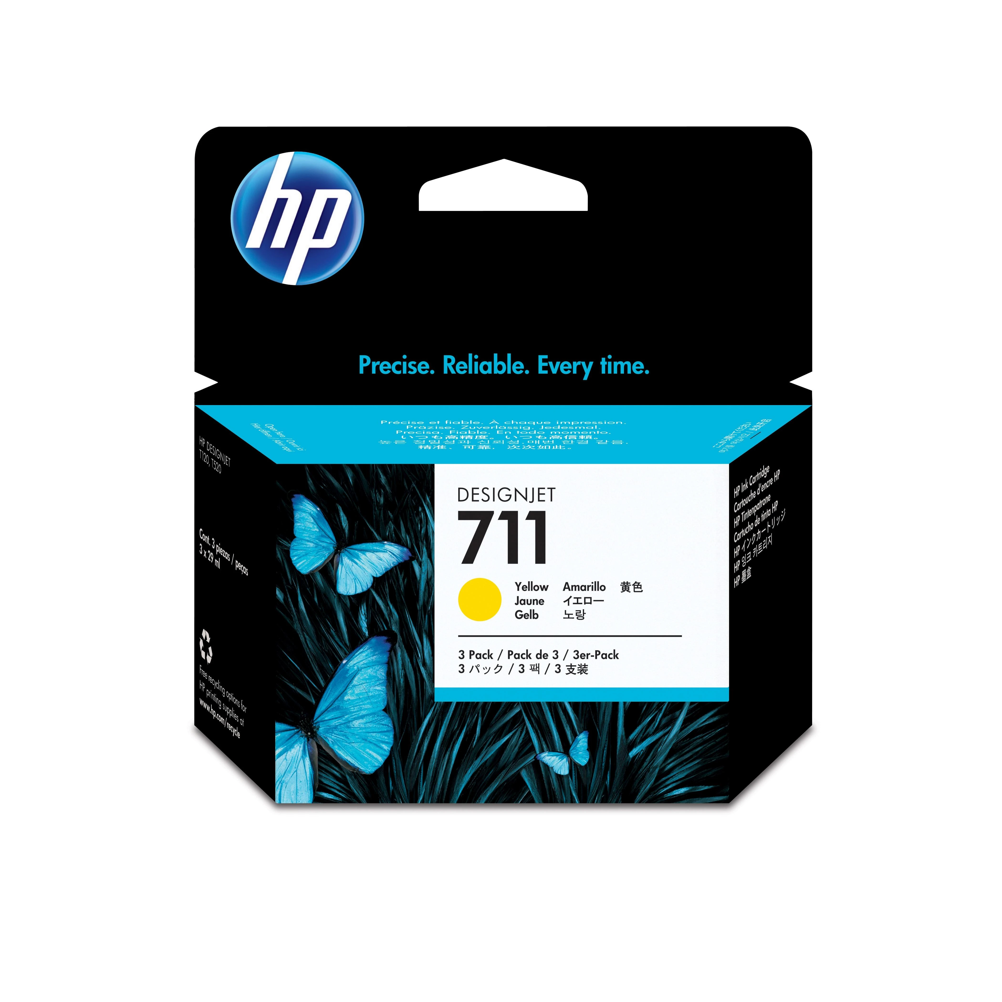 Hewlett Packard (HP) HP nr.711 Geltona rašalo kasetė 29 ml 3 pak.