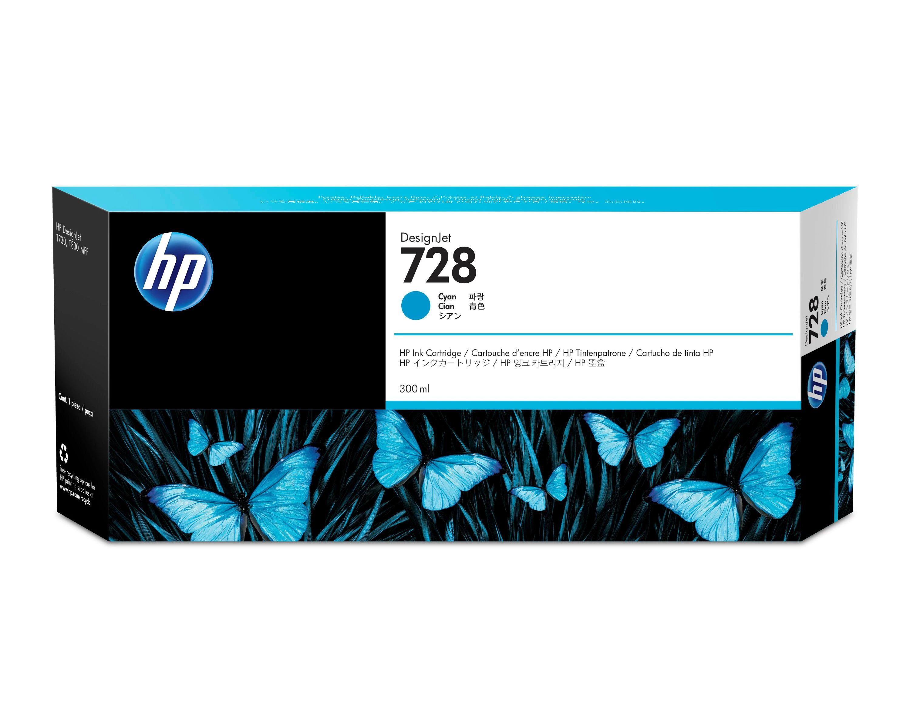 Hewlett Packard (HP) HP 728 300 ml žydros spalvos rašalo kasetė