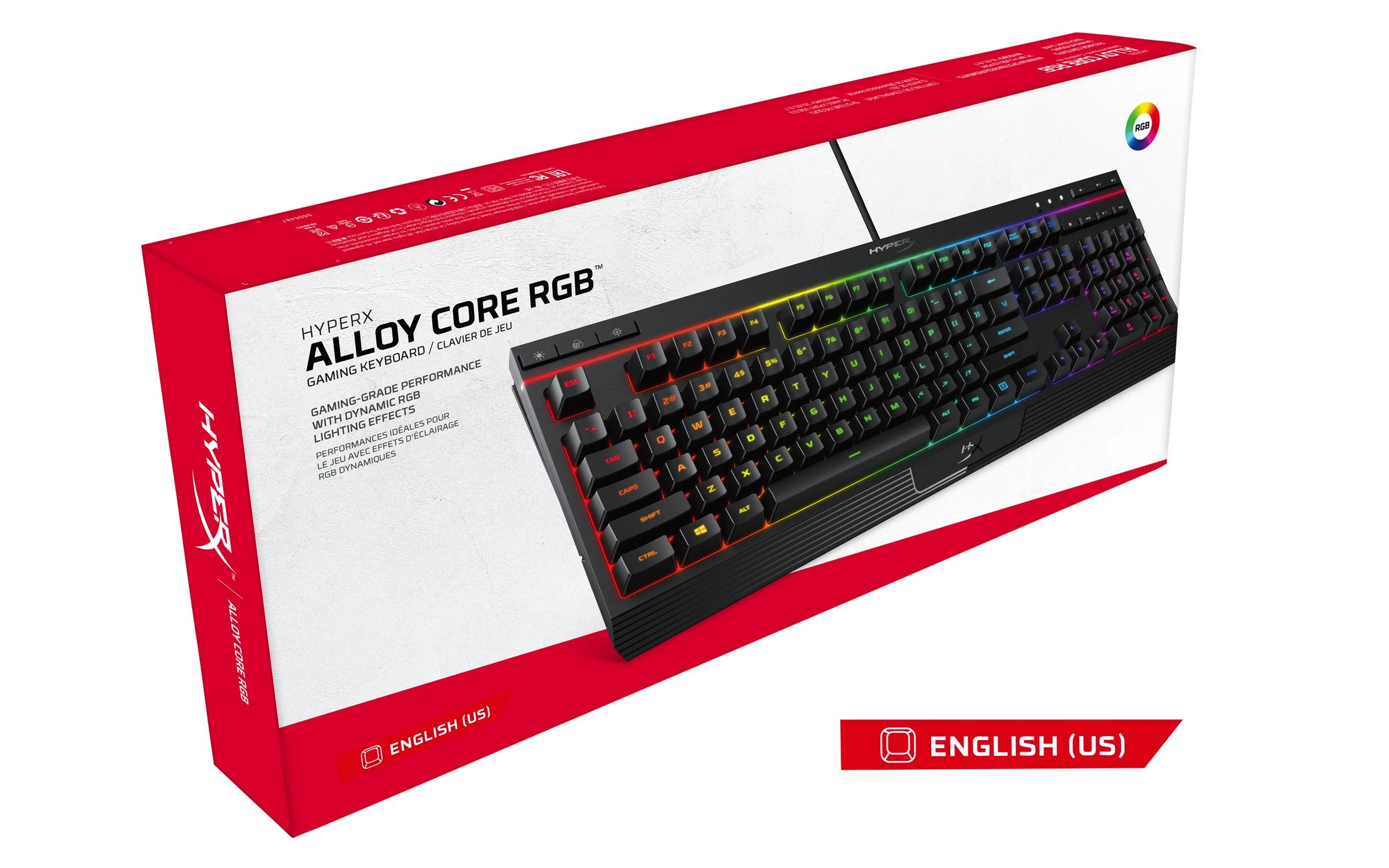 HyperX Alloy Core RGB Membraninė žaidimų klaviatūra, US išdėstymas, su pašvietimu