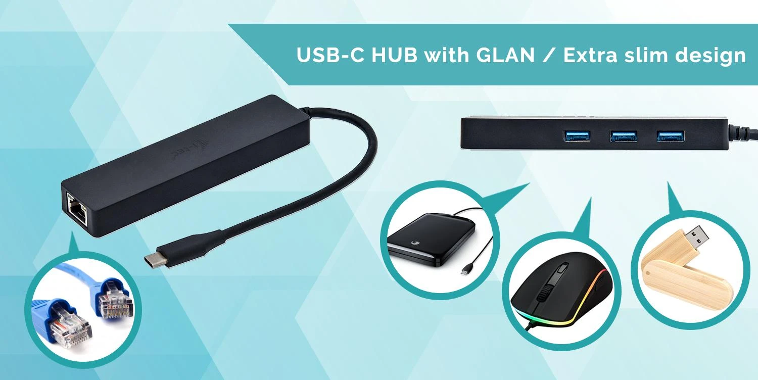 I-tec Advance C31GL3SLIM sąsajos šakotuvas USB 3.2 Gen 1 (3.1 Gen 1) Type-C 5000 Mbit/ai Juoda