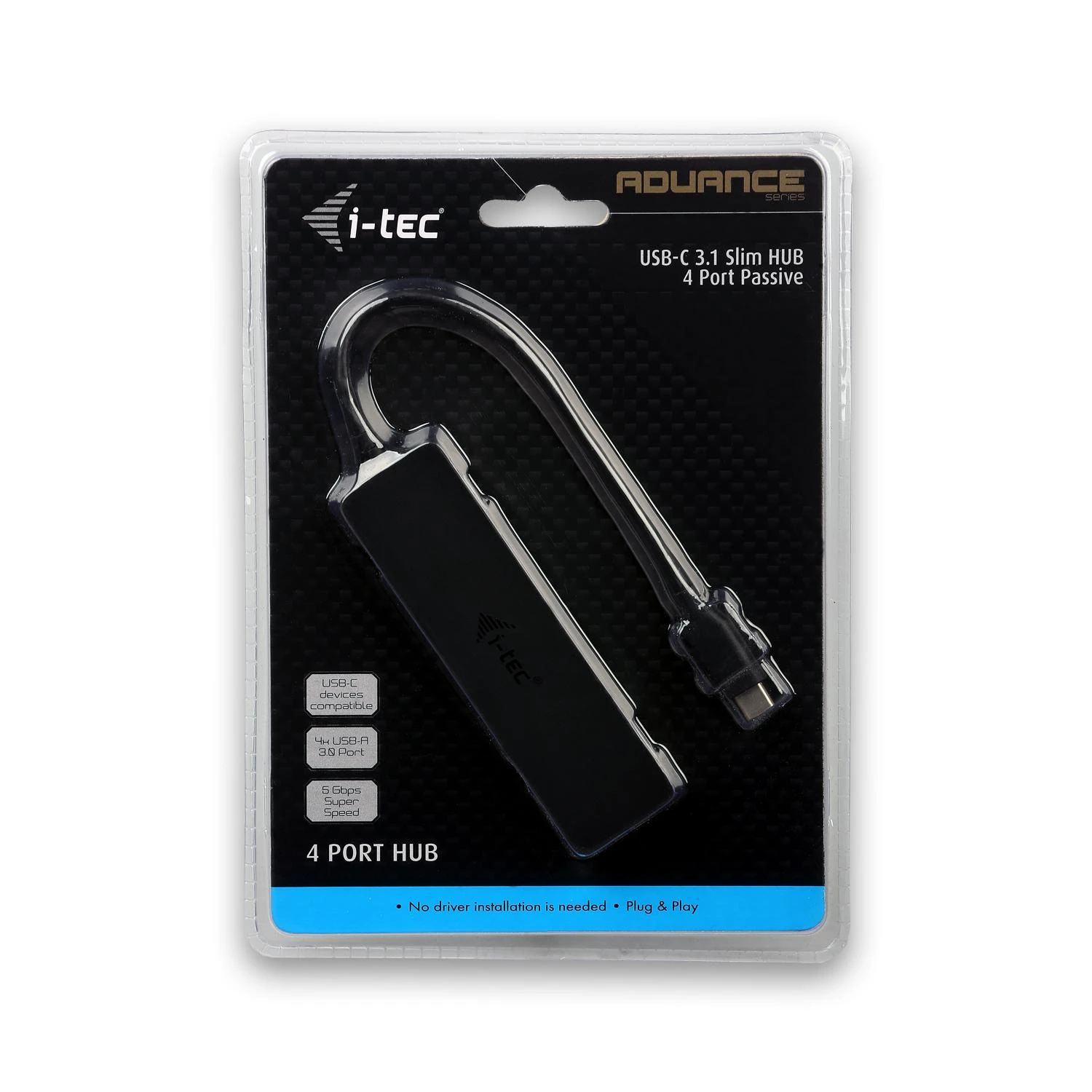 HP I-tec Advance C31HUB404 sąsajos šakotuvas USB 3.2 Gen 2 (3.1 Gen 2) Type-C 5000 Mbit/ai Juoda