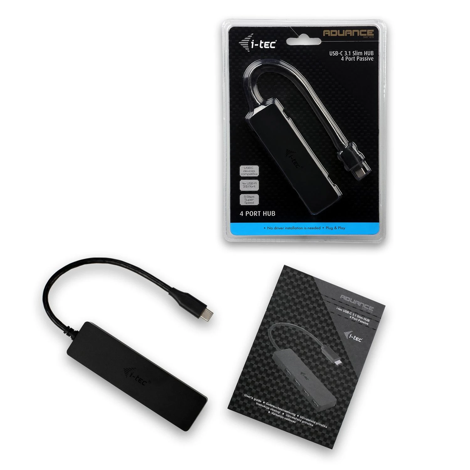 HP I-tec Advance C31HUB404 sąsajos šakotuvas USB 3.2 Gen 2 (3.1 Gen 2) Type-C 5000 Mbit/ai Juoda