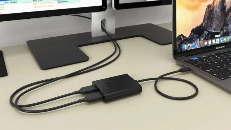 I-TEC USB C prie dviejų HDMI prievadų vaizdo adapteris 2x HDMI prievadas 4K Ultra HD suderinamas su Thunderbolt 3