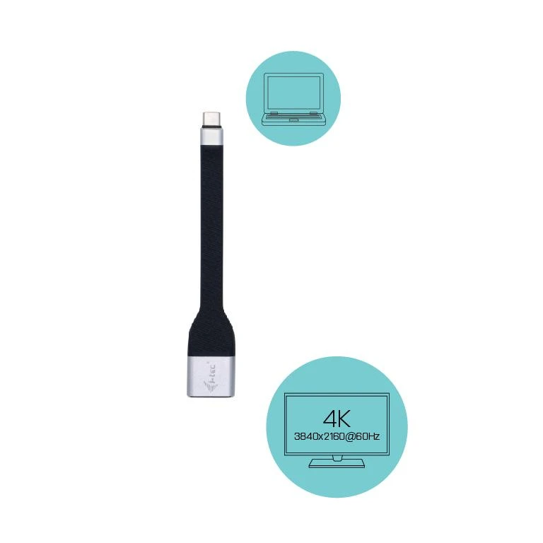 USB-C į DisplayPort adapteris su 4K 60Hz piktogramomis