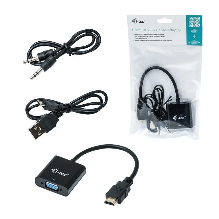 I-tec HDMI2VGAADA kabelių sąsaja / invertavimo adapteris HDMI VGA Juoda