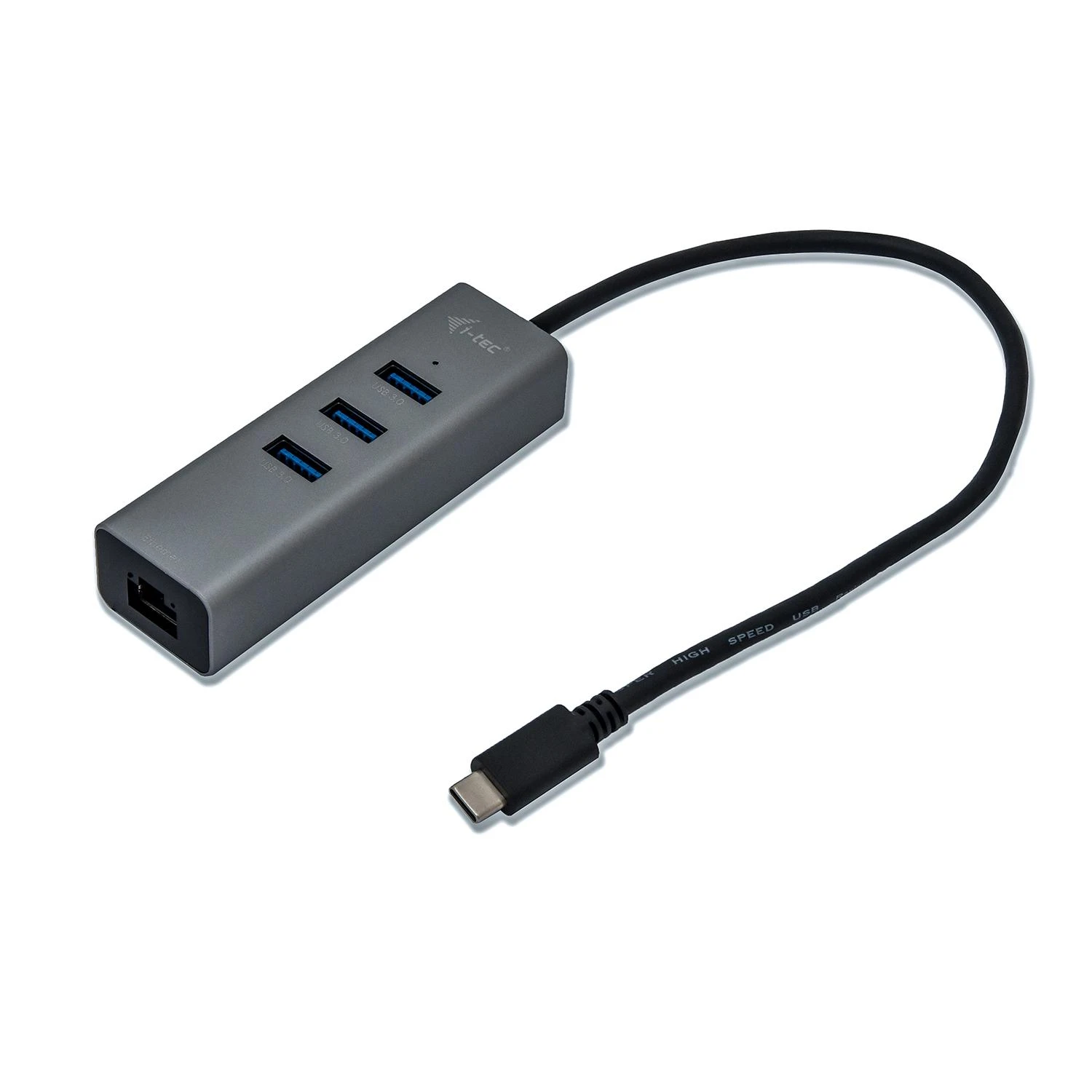I-tec pilkas USB-C šakotuvas su Ethernet prievadu