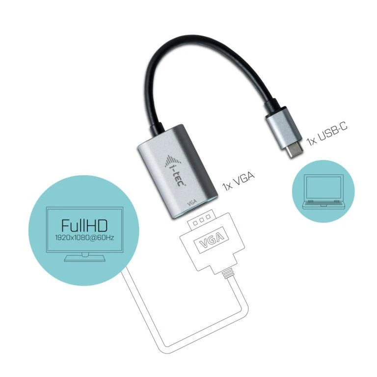 I-tec USB-C į VGA adapteris su FullHD technine schema