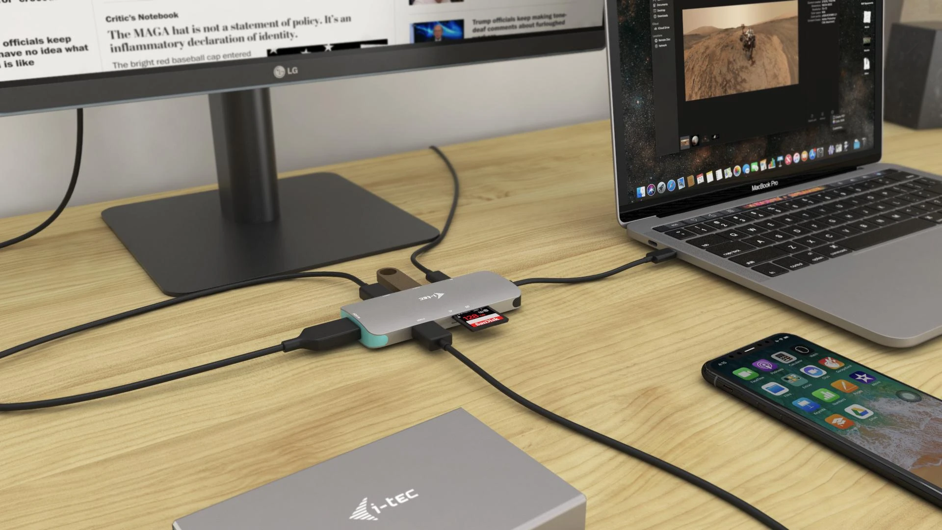 I-TEC USB C metalinis nano dokas 1xHDMI 4K 1xSD kortelių skaitytuvas 1xmicroSDCardreader 3xUSB 3.0 prievadas 1xUSB-C PD suderinamas su T