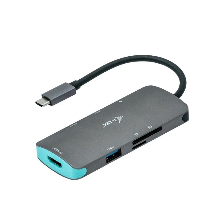 I-TEC USB C metalinis nano dokas 1xHDMI 4K 1xSD kortelių skaitytuvas 1xmicroSDCardreader 3xUSB 3.0 prievadas 1xUSB-C PD suderinamas su T