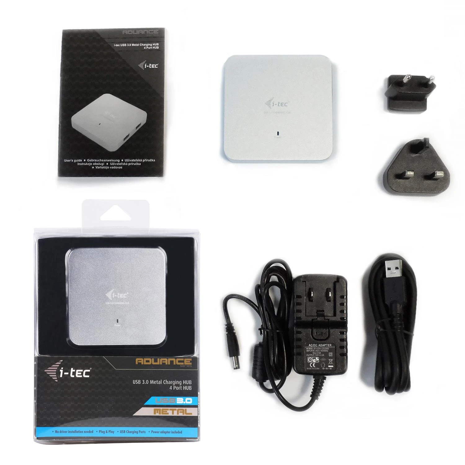 I-tec Metal U3HUBMETAL4 sąsajos šakotuvas USB 3.2 Gen 1 (3.1 Gen 1) Type-A 5000 Mbit/ai Sidabras