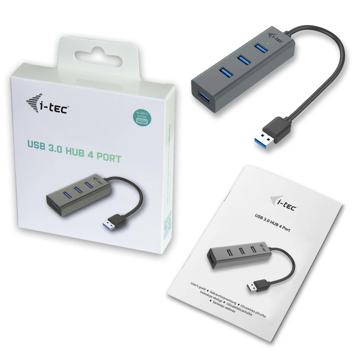 I-tec Metal U3HUBMETAL403 sąsajos šakotuvas USB 3.2 Gen 1 (3.1 Gen 1) Type-A 5000 Mbit/ai Pilka