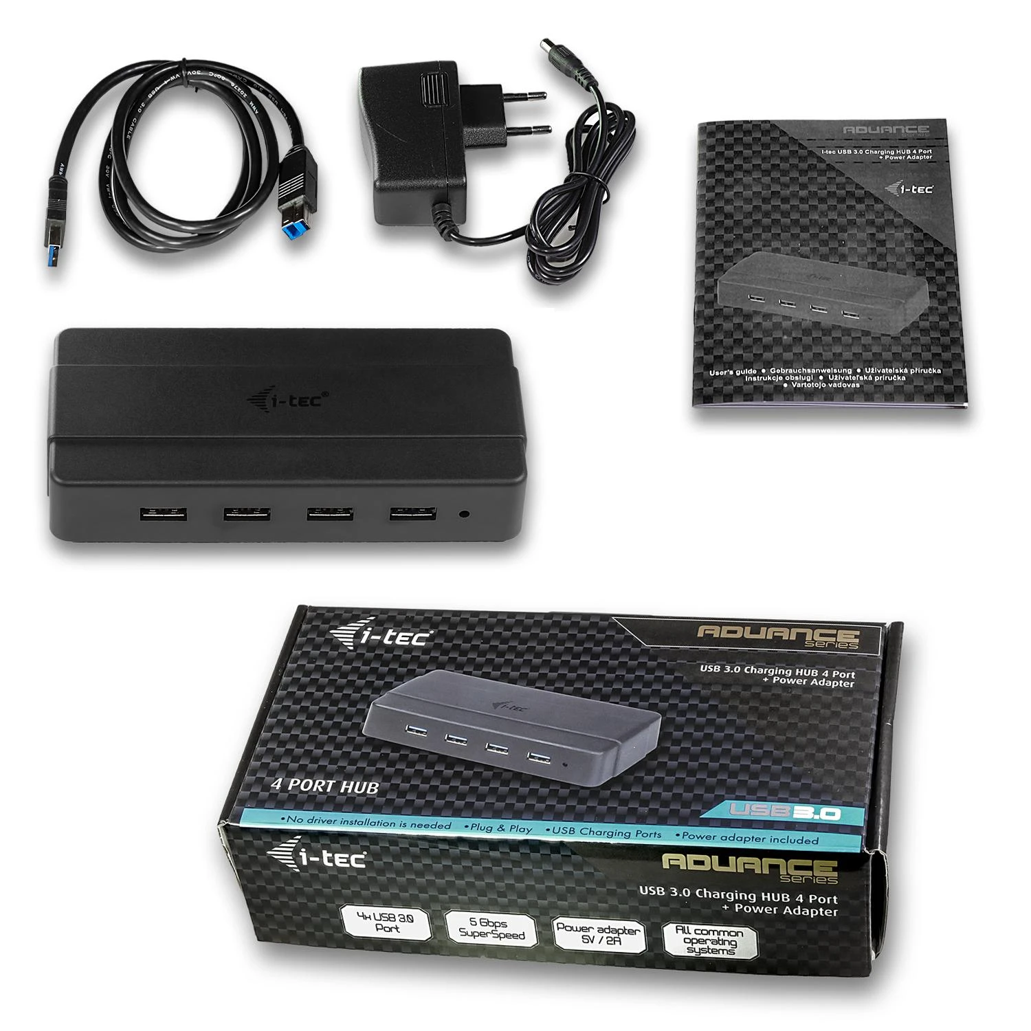 I-tec U3HUB445 sąsajos šakotuvas USB 3.2 Gen 1 (3.1 Gen 1) Type-B 5000 Mbit/ai Juoda