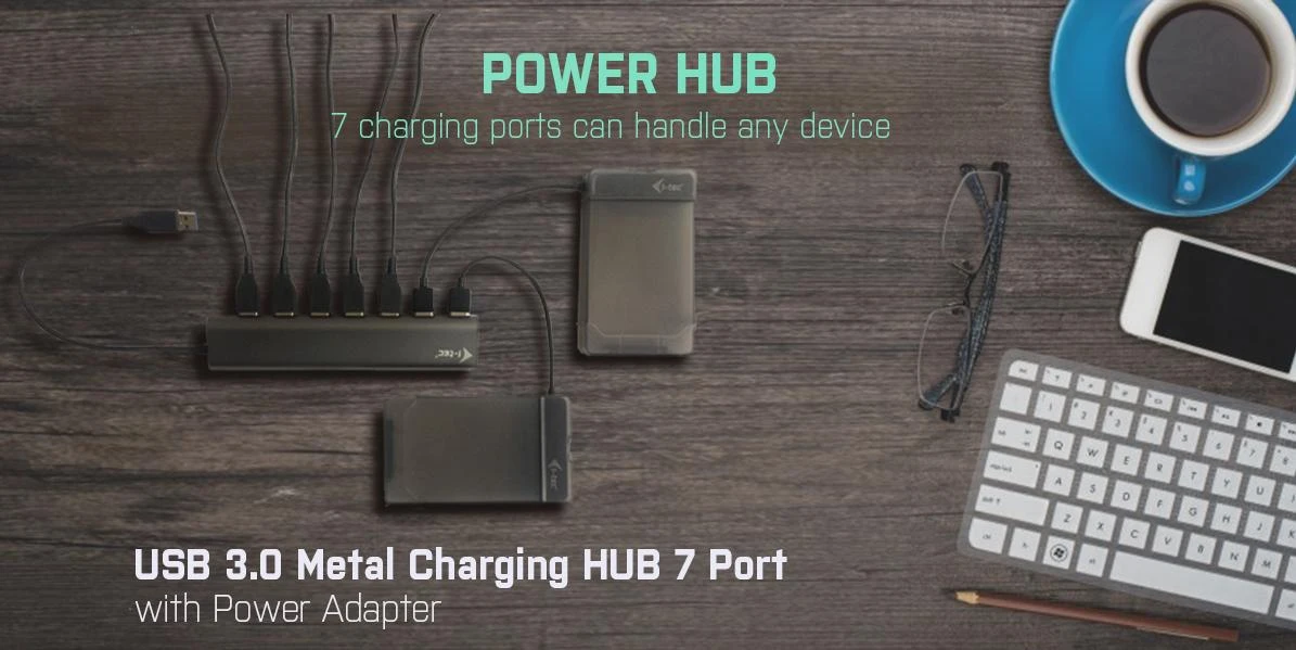 I-tec Metal U3HUB778 sąsajos šakotuvas USB 3.2 Gen 1 (3.1 Gen 1) Type-A 5000 Mbit/ai Sidabras