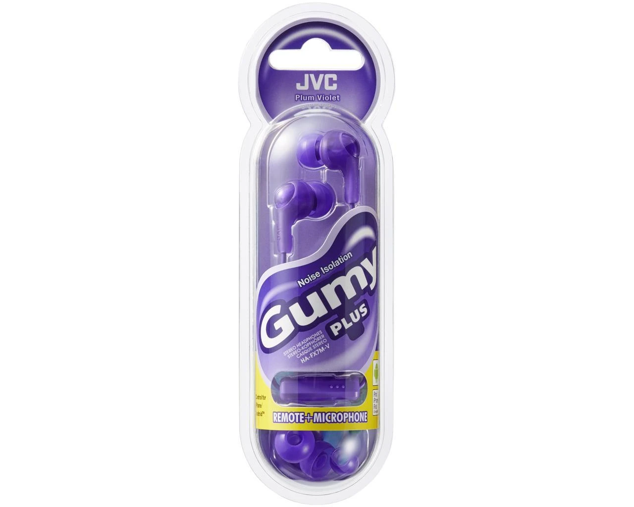 JVC Gumy Plus violetinės ausinės uždaroje pakuotėje
