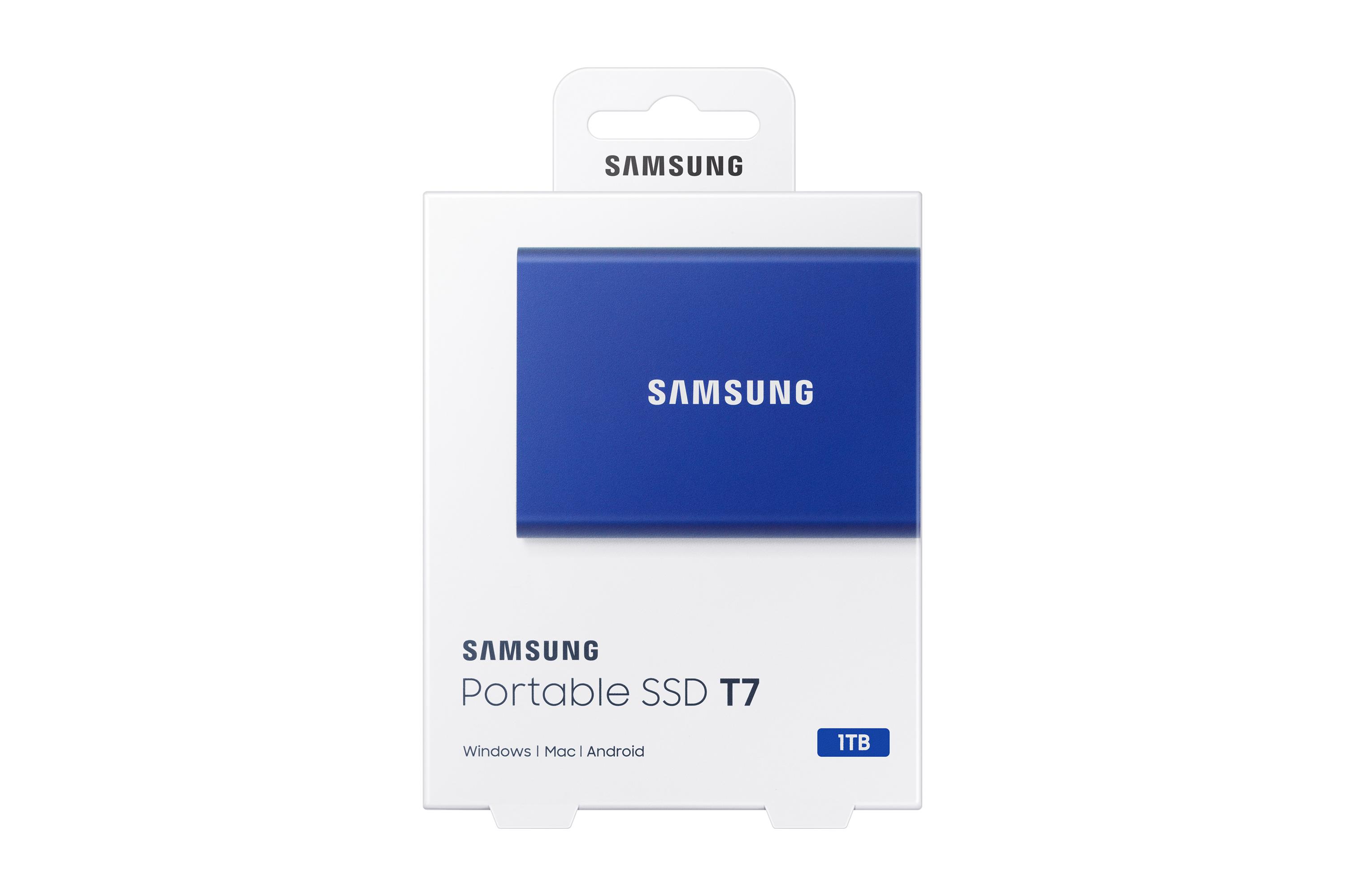 Išorinis kietasis diskas SSD SAMSUNG|T7/1TB/USB 3.2/Rašymo greitis 1000 MBytes/sec/Skaitymo greitis 1050 MBytes/sec/MU-PC1T0H/WW