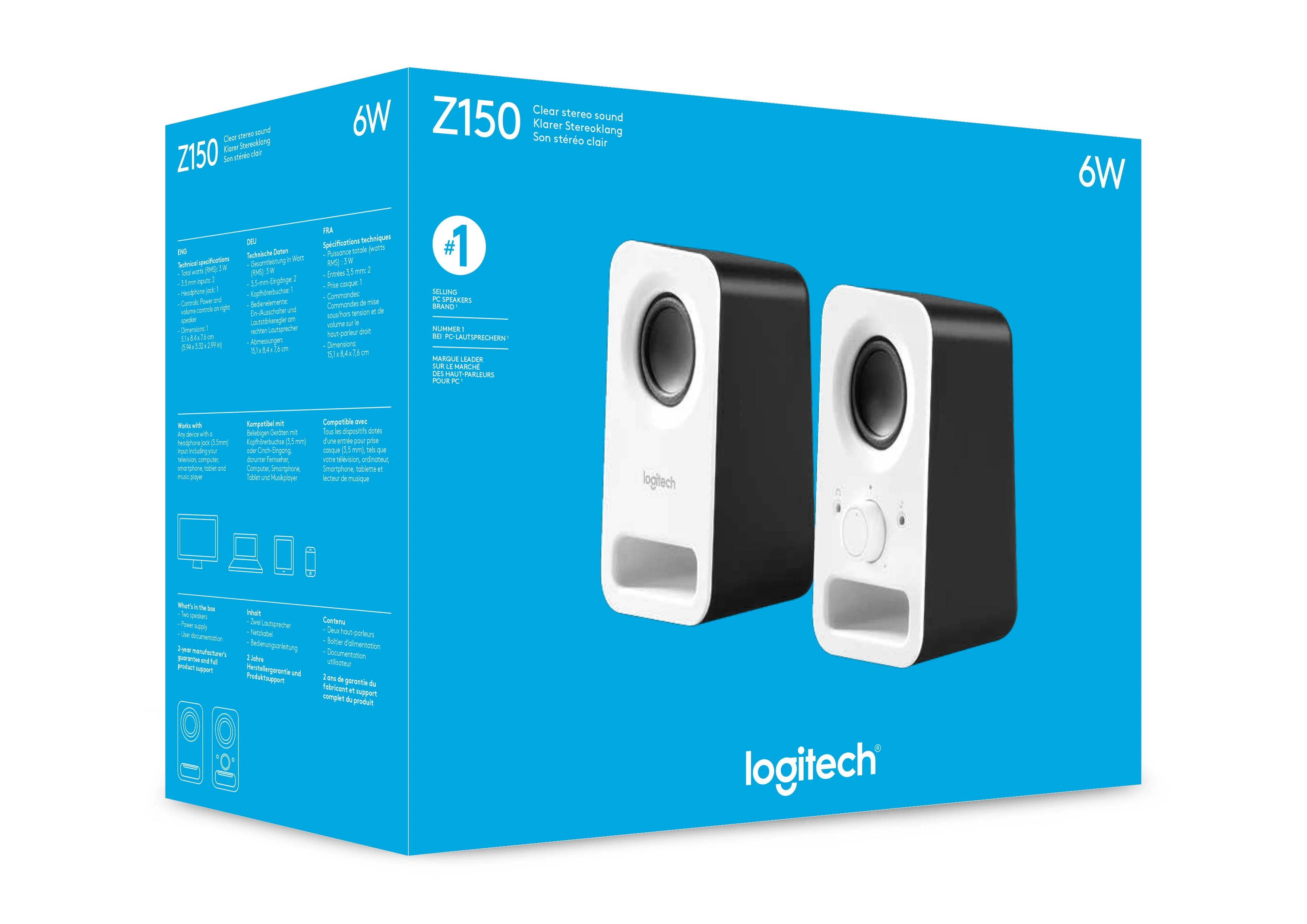 Kompiuterio kolonėlės LOGITECH Z150 2.0 garso kolonėlės, baltos