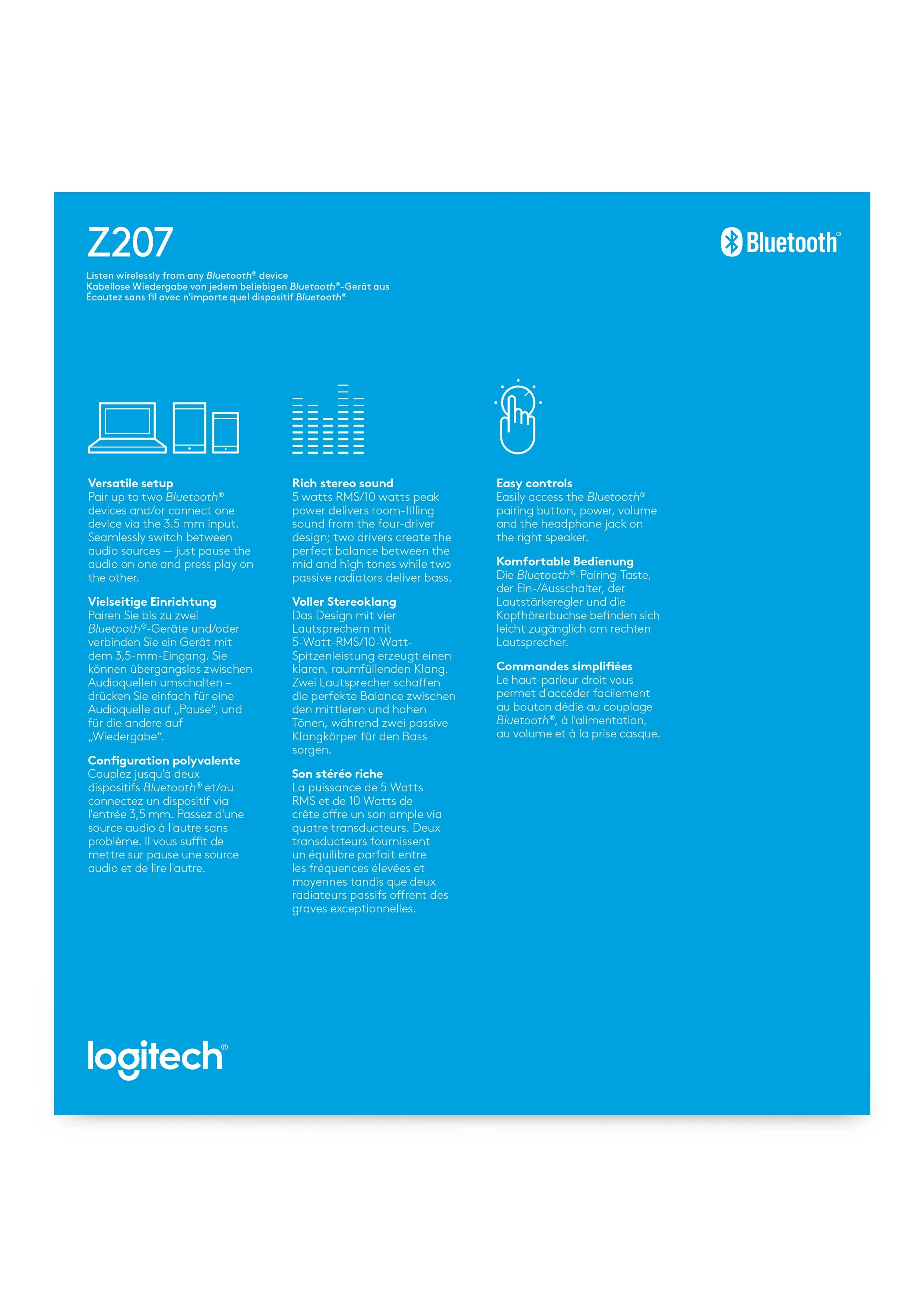 LOGITECH Z207 Bluetooth kompiuterio garsiakalbiai - OFF Baltas - EMEA