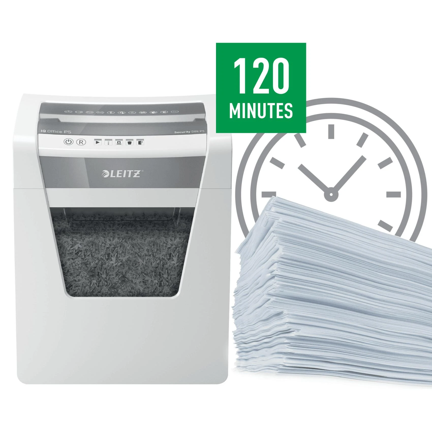 Dokumentų naikiklis LEITZ IQ Office, P5, 23L, 10 lapų/80gsm