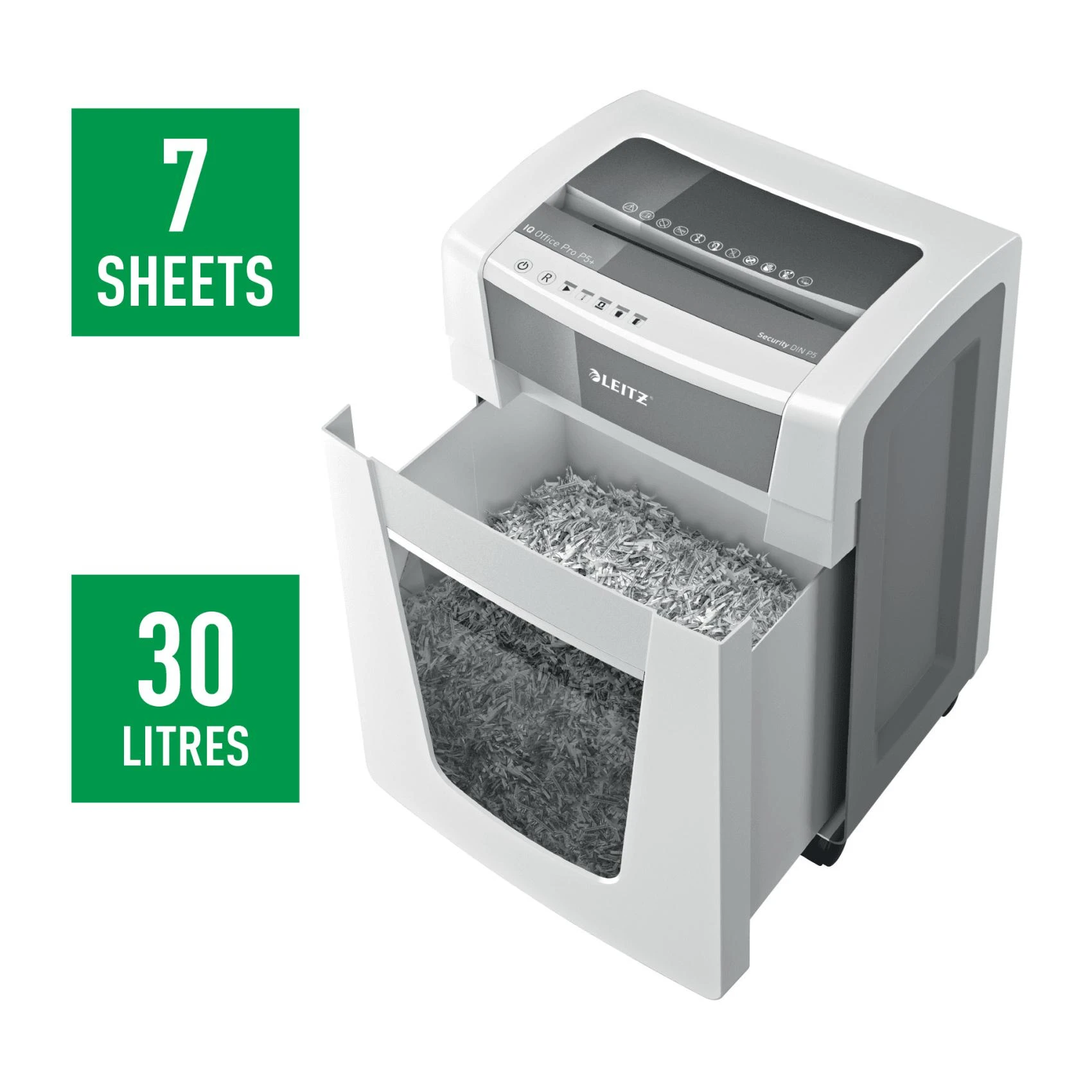 Dokumentų naikiklis LEITZ IQ Office Pro, P5+, 30L, 2x5mm, 7 lapai/80gsm
