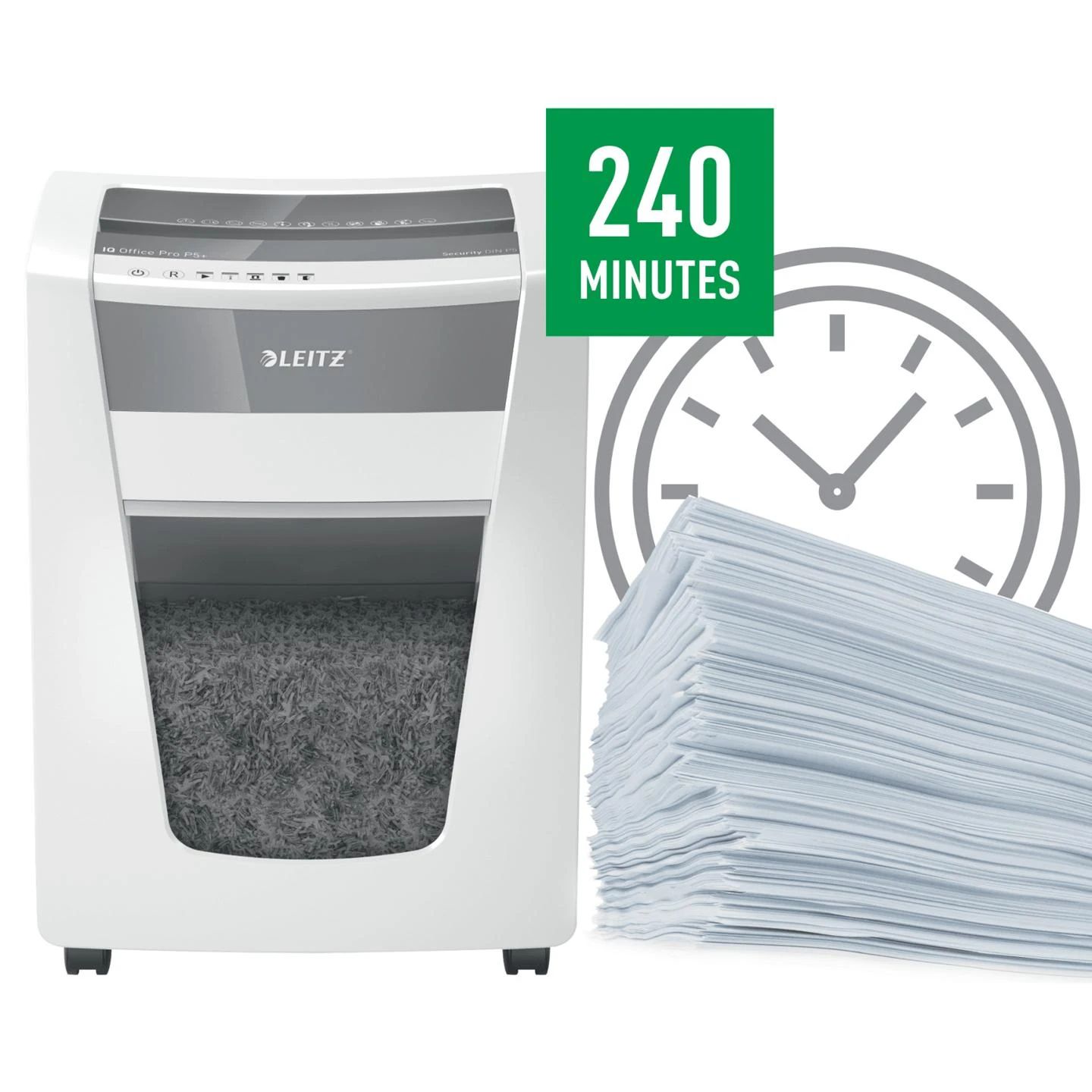 Dokumentų naikiklis LEITZ IQ Office Pro, P5+, 30L, 2x5mm, 7 lapai/80gsm