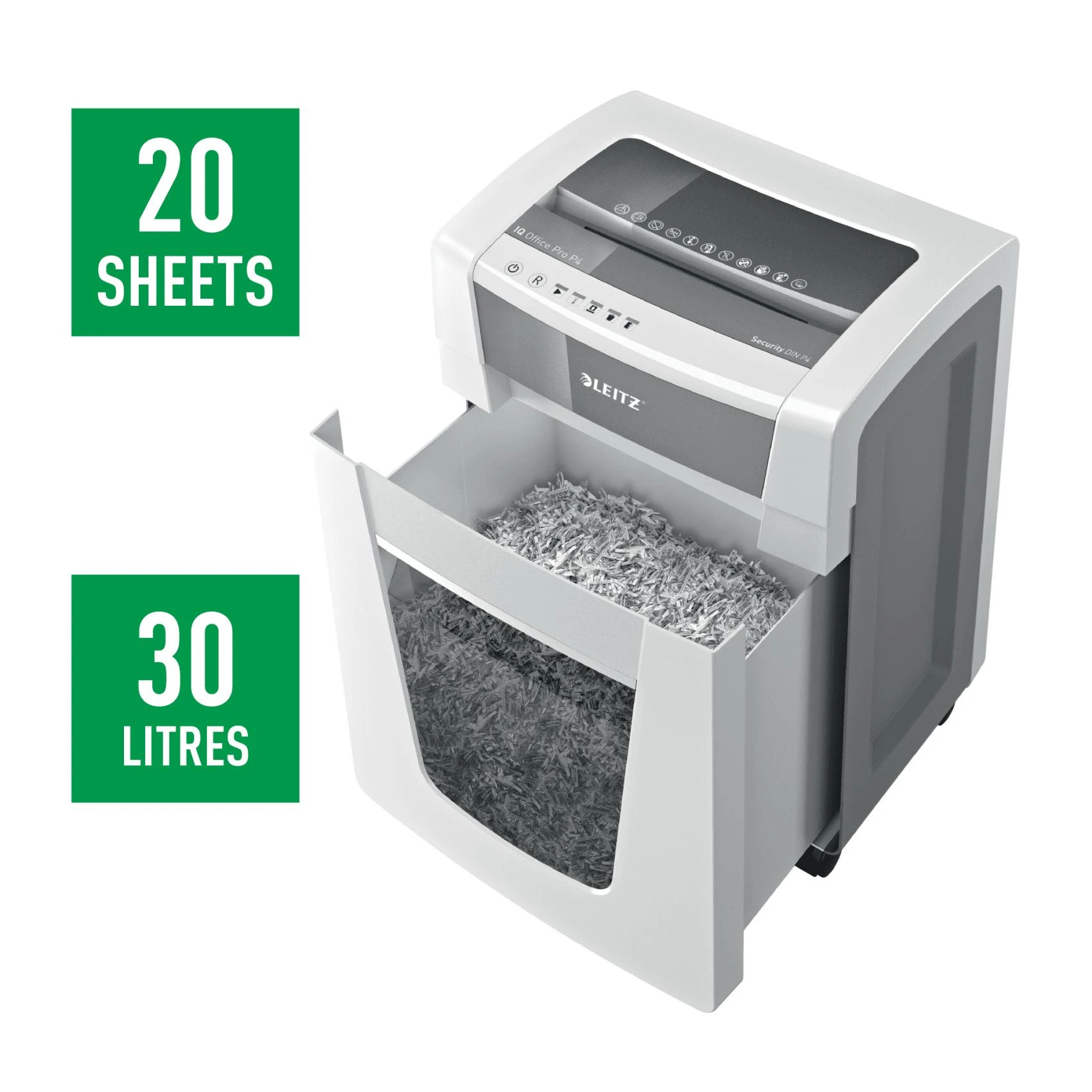 Dokumentų naikiklis LEITZ IQ Office Pro, P4, 30L, 20 lapų/80gsm