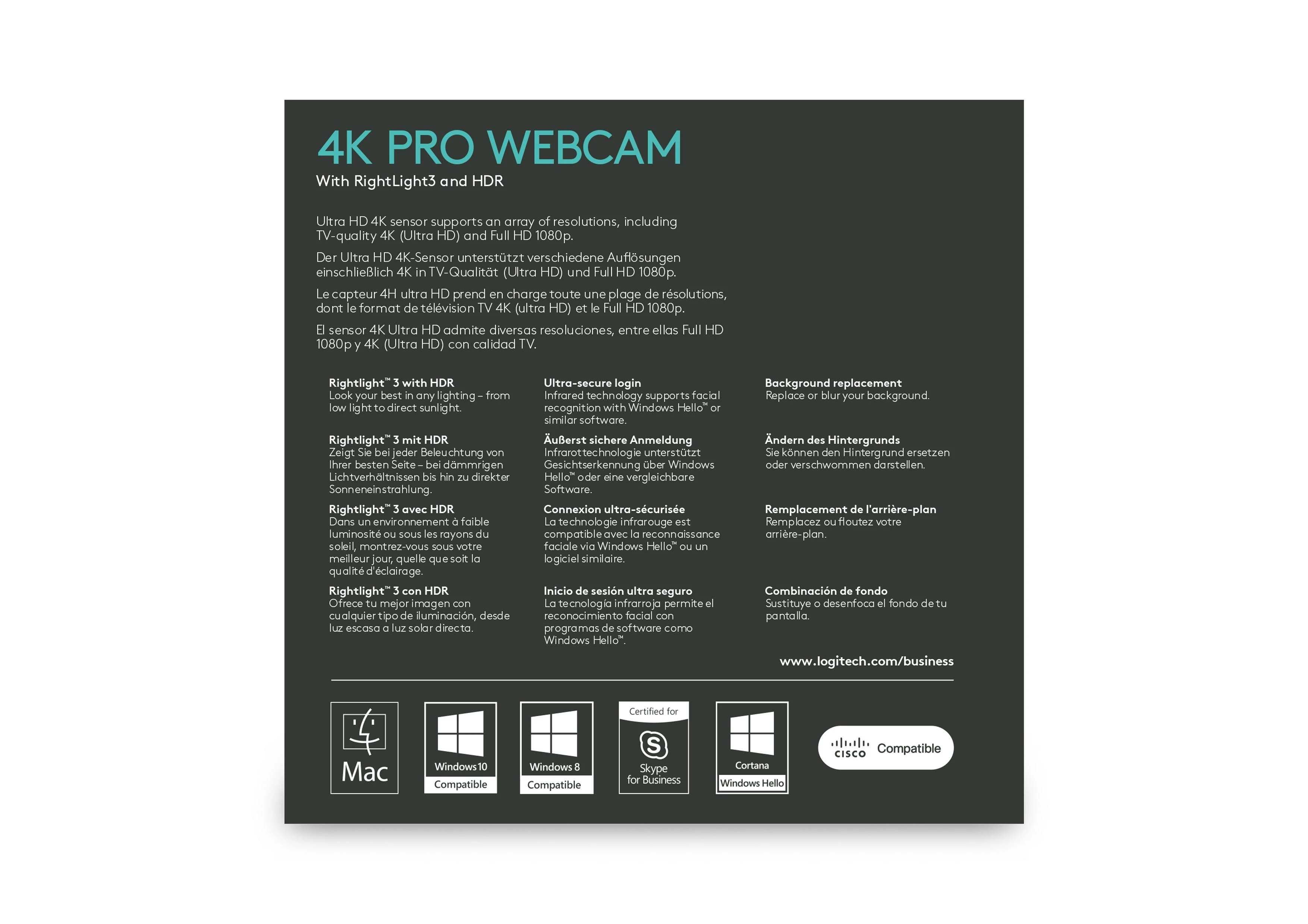 Internetinė kamera Logitech BRIO ULTRA HD PRO 4K (960-001106)