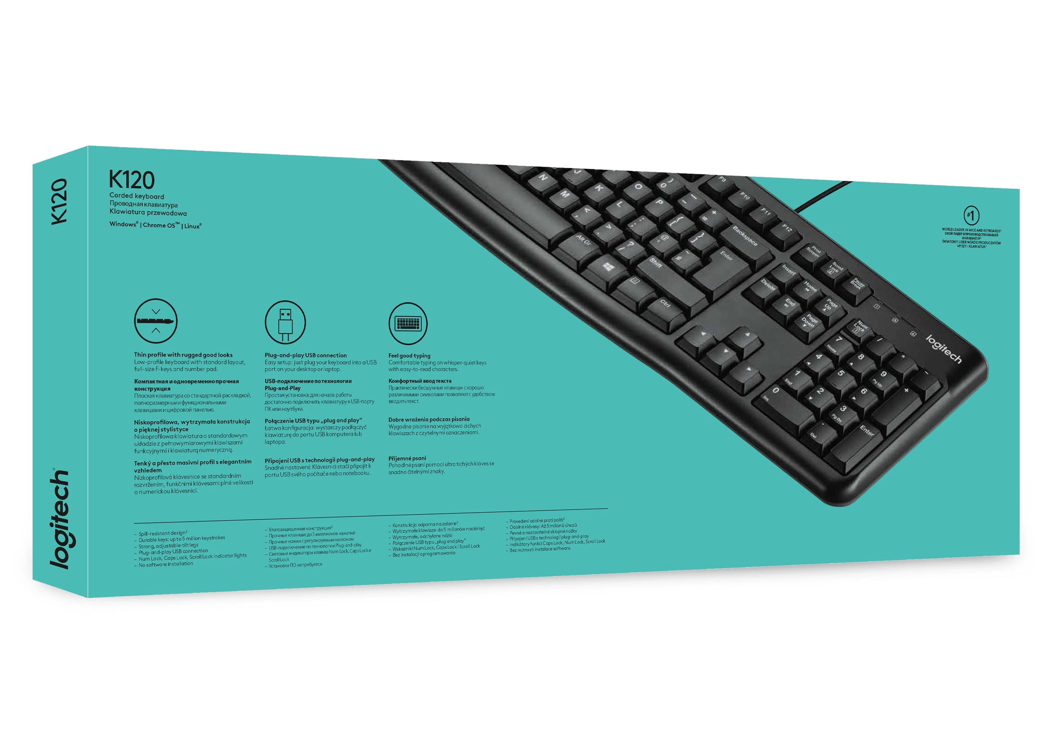 Logitech K120 klaviatūra USB AZERTY Prancūzų Juoda