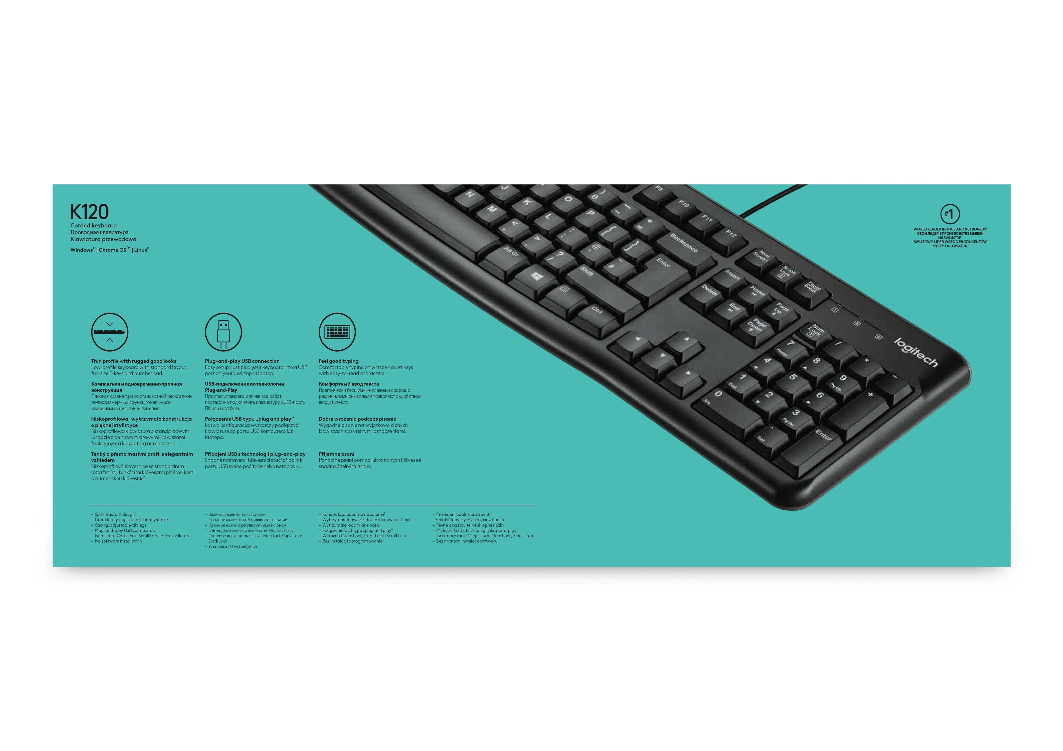 Logitech K120 klaviatūra USB AZERTY Prancūzų Juoda