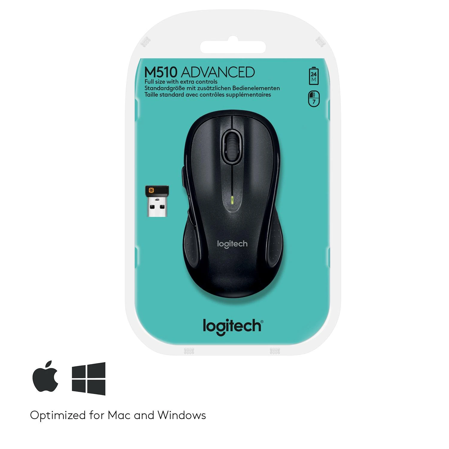 Logitech M510 kompiuterinė pelė Radijo dažnio belaidė Lazeris
