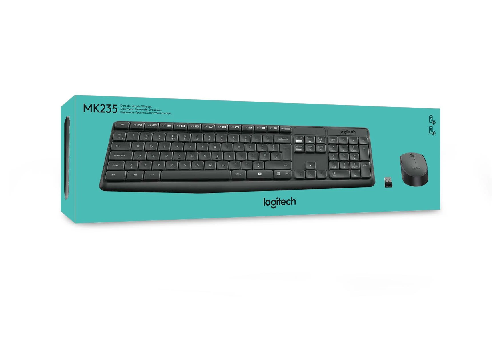 Belaidis klaviatūros ir pelės rinkinys Logitech MK235, US išdėstymas