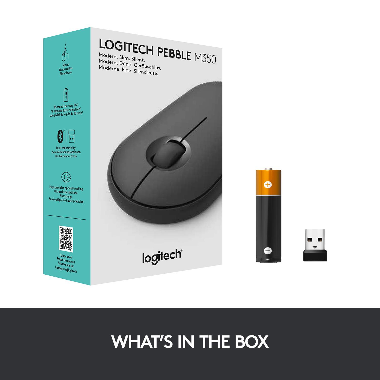 Minimalistinė moderni ir tyli belaidė pelė Logitech Pebble M350, Grafito spalvos
