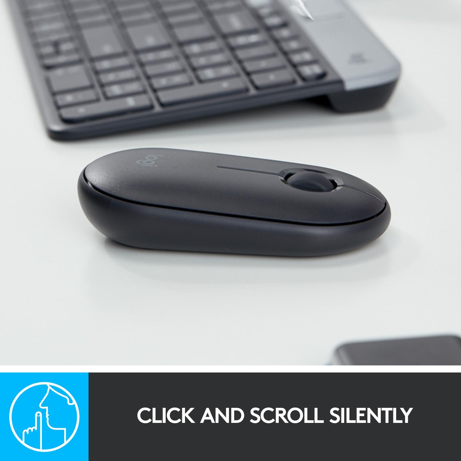 Minimalistinė moderni ir tyli belaidė pelė Logitech Pebble M350, Grafito spalvos