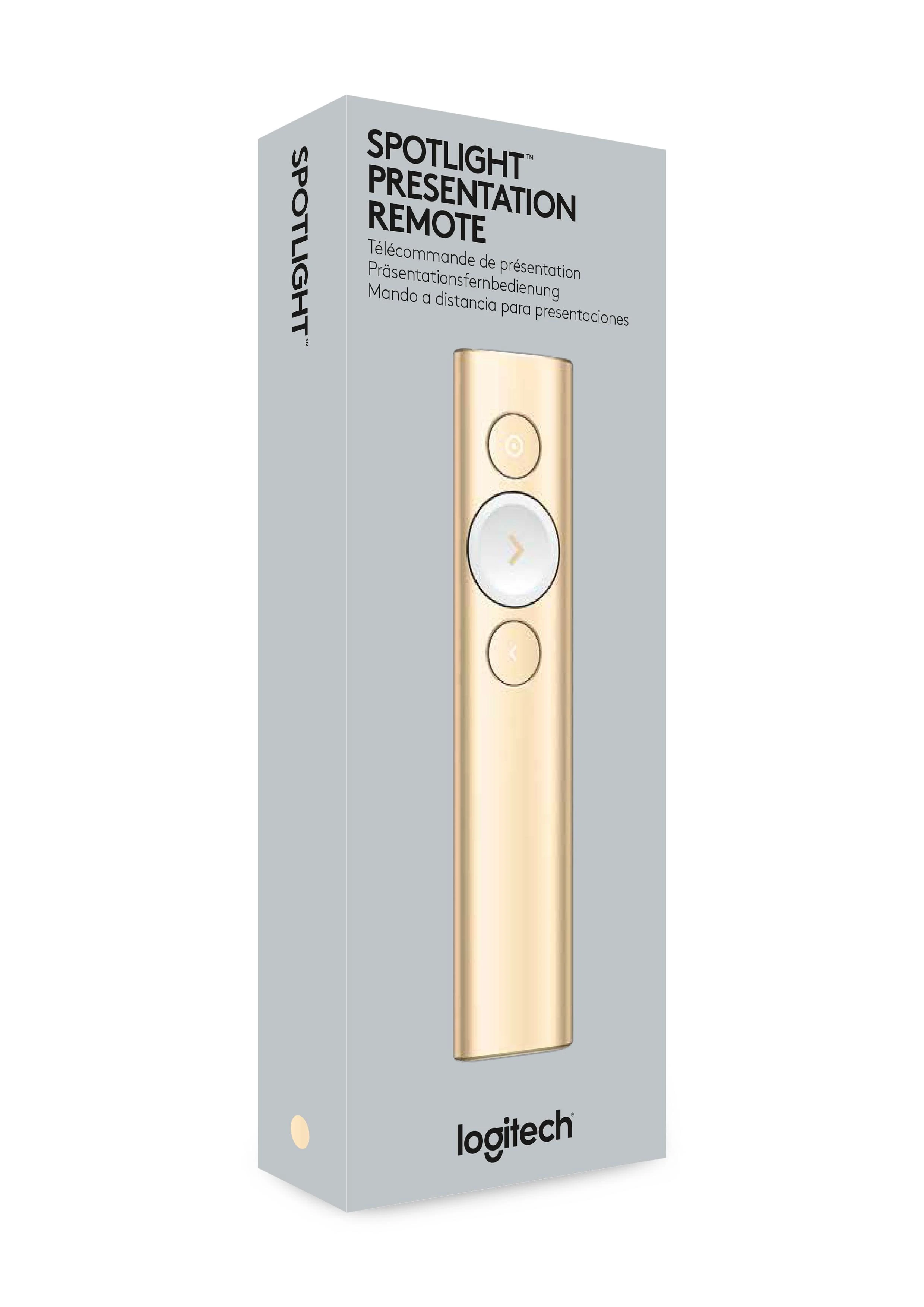 Logitech Spotlight belaidis valdymo pultas pristatymams Bluetooth/RF Auksas
