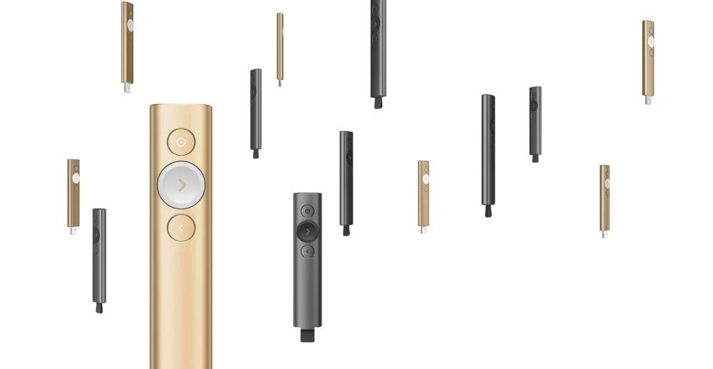 Logitech Spotlight belaidis valdymo pultas pristatymams Bluetooth/RF Auksas