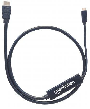 Juodas USB-C į HDMI 1m adapterio laidas