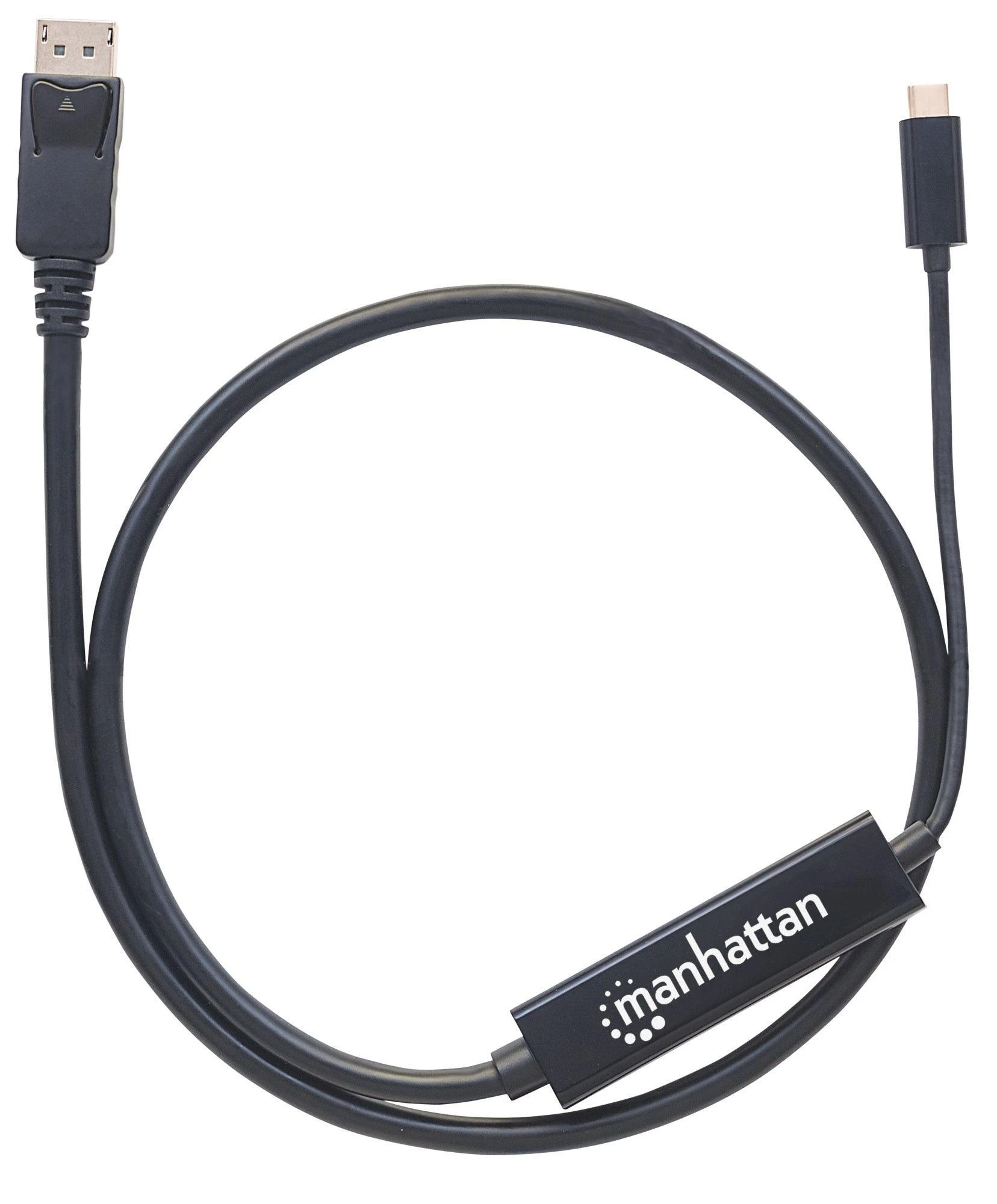 Intracom MANHATTAN USB-C į DisplayPort adapterio kabelis 1m konvertuoja DP Alt režimo signalą į 4K DP išvestį 1 m 3 pėdos Juodas