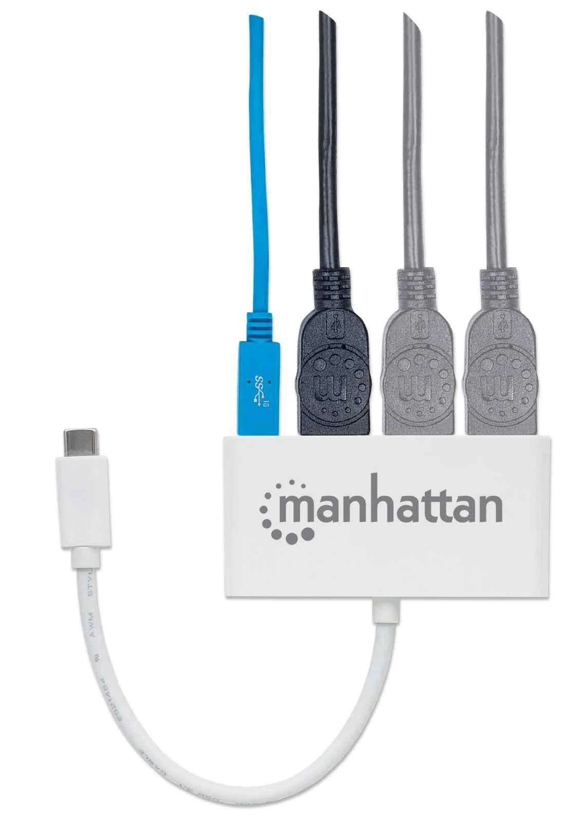 Intracom MANHATTAN USB-C 3.1 Gen 1 Type-C Hub USB Type-C kile su trimis A tipo prievadais ir vienu C tipo maitinimo tiekimo prievadu